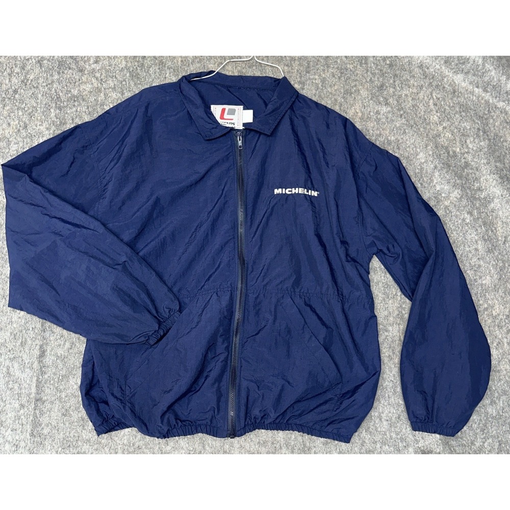 Vintage Michelin Tires  Windbreaker Jacket Mens XL‎ Full Zip-Navy-(zz2)